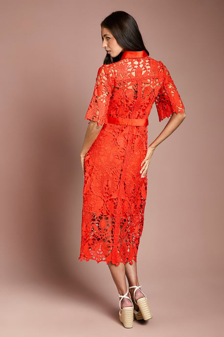Lace Shirt Dress With Short Sleeves - Image 3