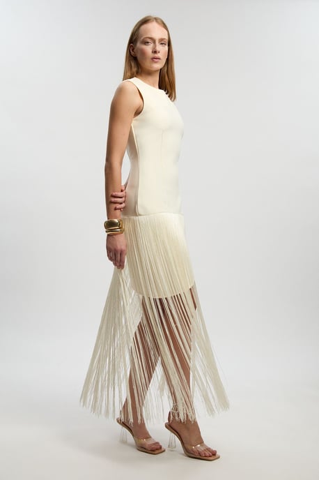 Figure Form Bandage Tassel Hem Knitted Dress - Image 2