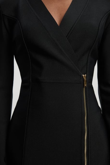 Figure Form Bandage Asymmetric Zip Detail Midi Dress - Image 3