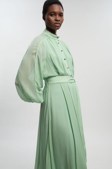 Viscose Georgette Woven Belted Maxi Dress - Image 2