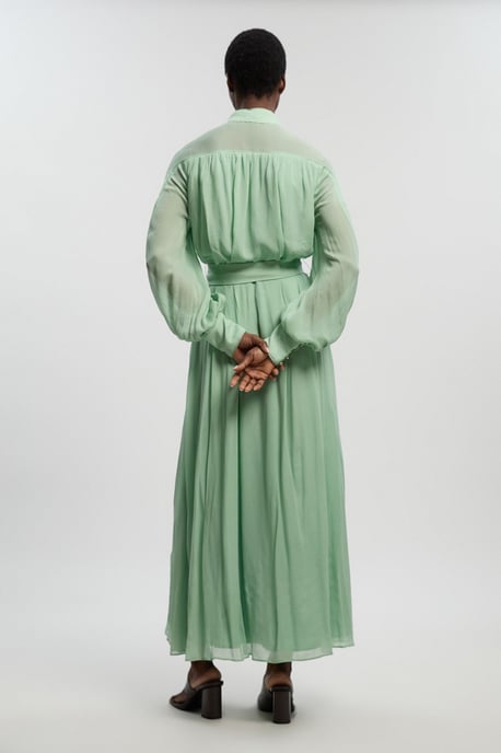 Viscose Georgette Woven Belted Maxi Dress - Image 4