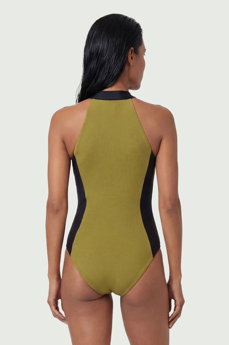 Racer Back Swimsuit With Gold Zip - Image 3