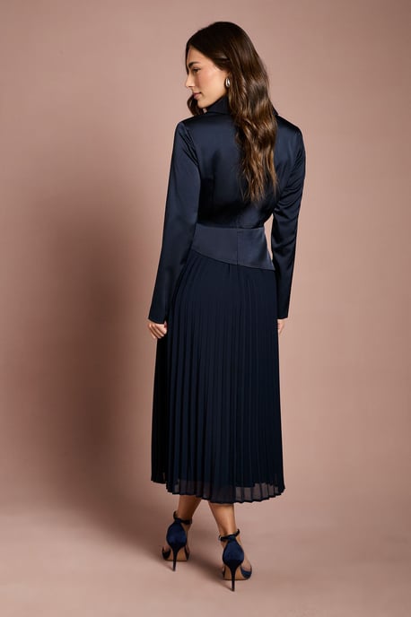 Tailored Pleat Skirt Midi Dress - Image 3