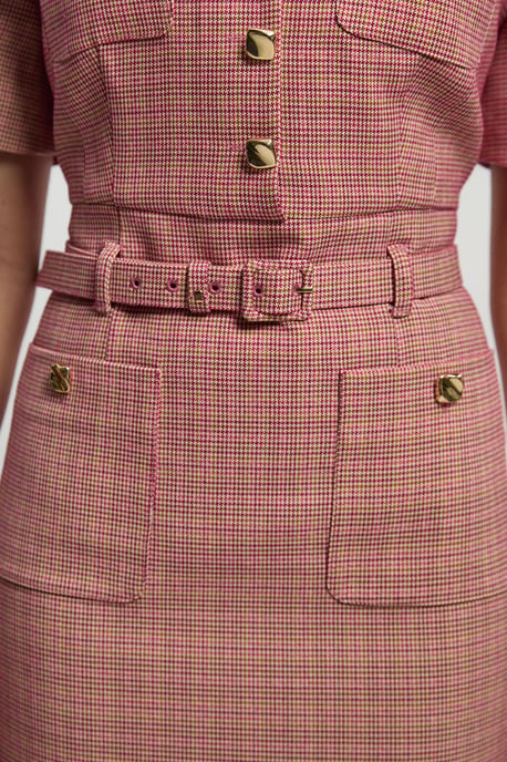 Tailored Check Belted Mini Dress - Image 3