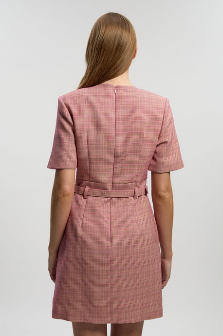 Tailored Check Belted Mini Dress - Image 4