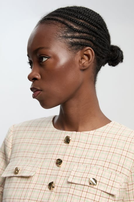Tailored Check Belted Mini Dress - Image 2