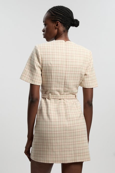 Tailored Check Belted Mini Dress - Image 4