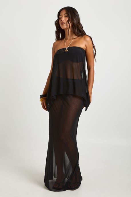 Mesh Bandeau Top & Maxi Beach Skirt Co-ord - Image 1