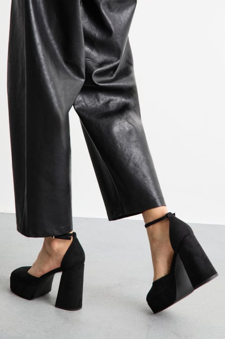 Faith: Cadence Faux Suede Closed Toe Chunky Platform Heeled Shoes - Image 3