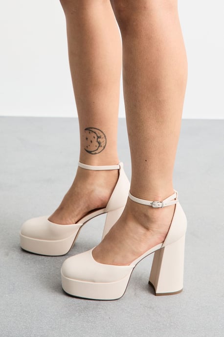 Faith: Cadence Faux Leather Closed Toe Chunky Platform Heeled Shoes - Image 2