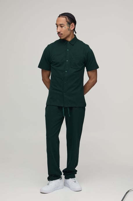 Slim Fit Short Sleeve Shirt and Tapered Trouser Set - Image 4