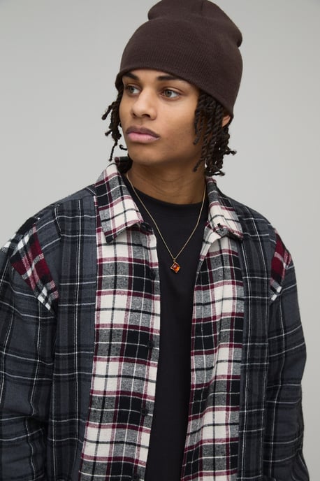Oversized Boxy Spliced Check Shirt - Image 3