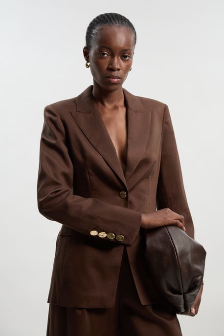 Tailored Linen Single Breasted Blazer - Image 1