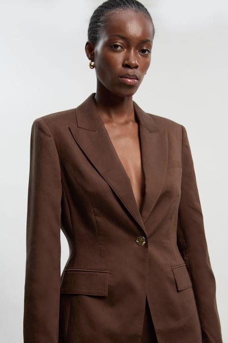 Tailored Linen Single Breasted Blazer - Image 2