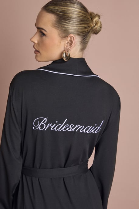 Bridal 'Bridesmaid' Jersey Embroidered Mini Robe - Image 4