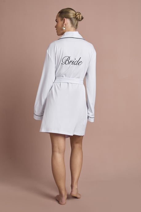 Bridal 'Bride' Jersey Embroidered Mini Robe - Image 3