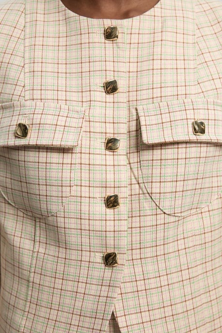 Tailored Check Cropped Jacket - Image 2