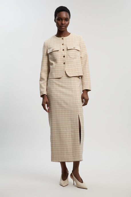 Tailored Check Cropped Jacket - Image 3