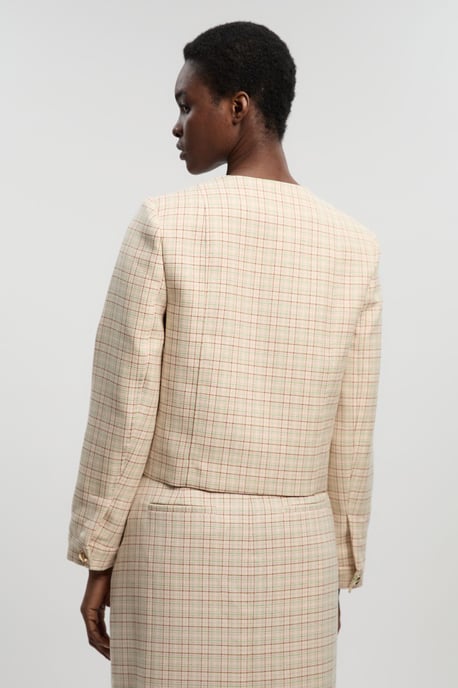 Tailored Check Cropped Jacket - Image 4