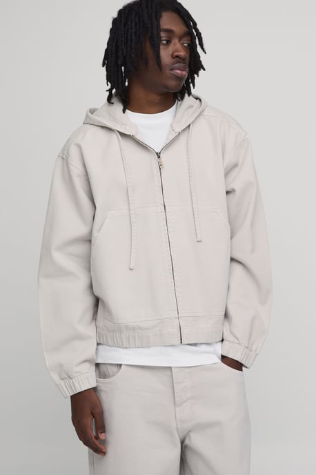 Washed Zip Through Co-Ord Denim Hoodie - Image 1
