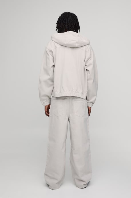 Washed Zip Through Co-Ord Denim Hoodie - Image 3