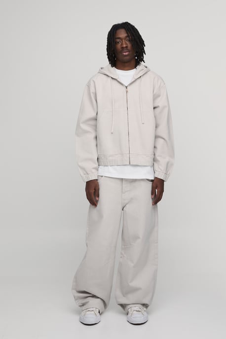 Washed Zip Through Co-Ord Denim Hoodie - Image 4