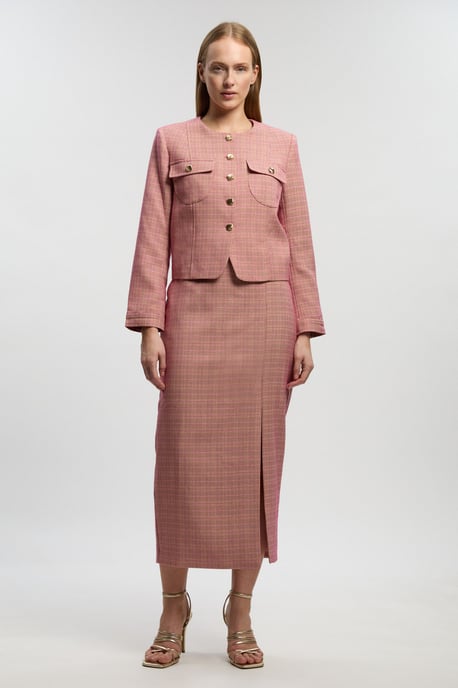 Tailored Check Cropped Jacket - Image 2