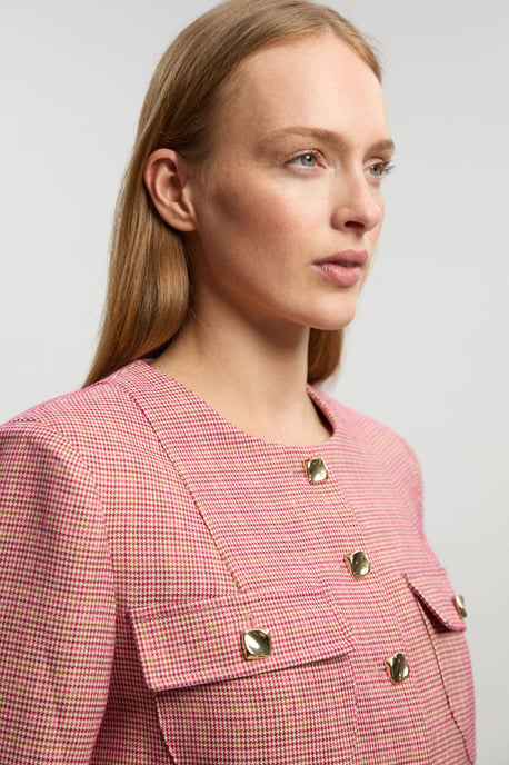 Tailored Check Cropped Jacket - Image 3