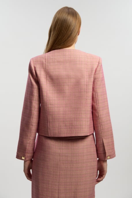 Tailored Check Cropped Jacket - Image 4