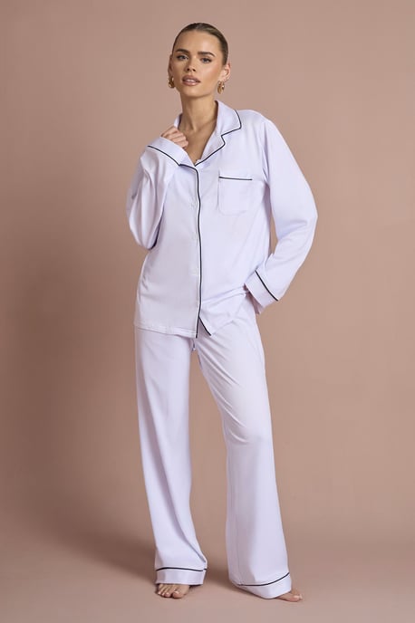 Bridal 'Bride' Jersey Embroidered Long Sleeve Shirt & Trousers Pyjama Set - Image 2