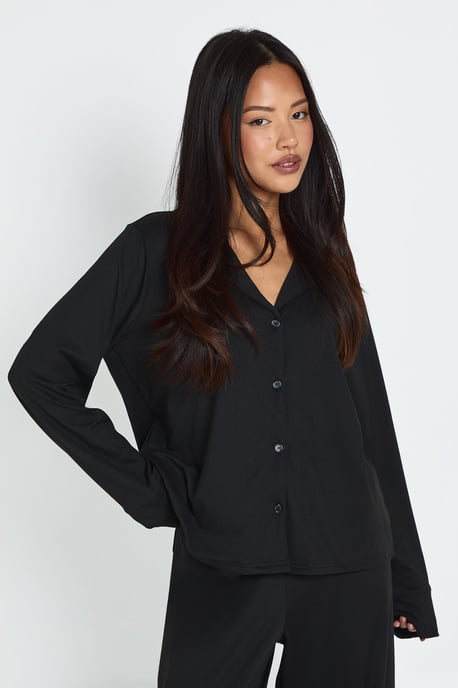 Petite Soft Touch Button Through Shirt and Trouser Pyjama Set - Image 4