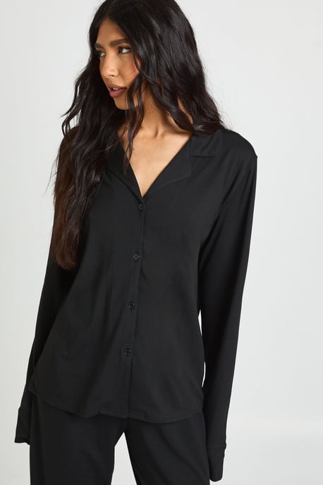 Tall Soft Touch Button Through Shirt and Trouser Pyjama Set - Image 4