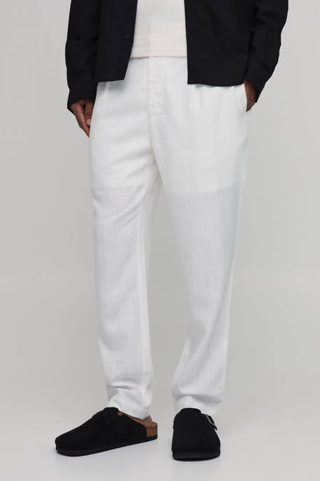 Slim Fit Half & Half Waist Linen Blend Trouser - Image 1