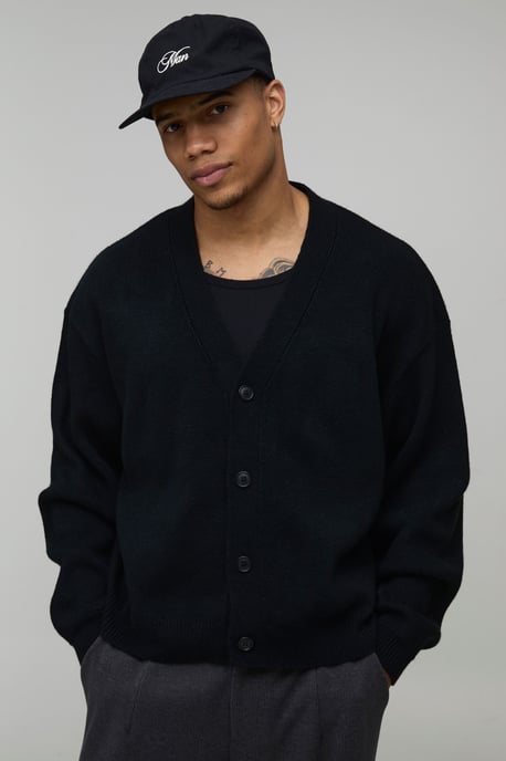 Basic Oversized Boxy Soft Touch Knitted Cardigan - Image 1