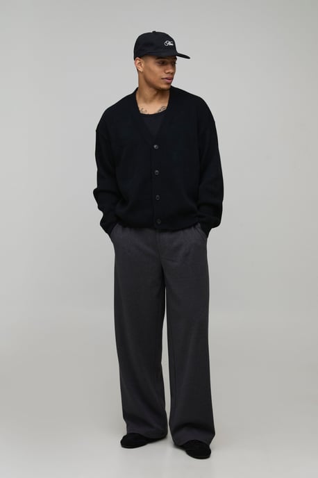 Basic Oversized Boxy Soft Touch Knitted Cardigan - Image 4