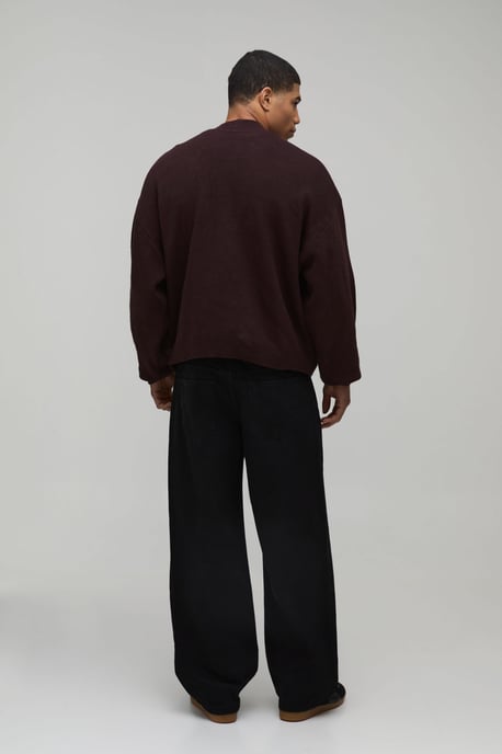 Basic Oversized Boxy Soft Touch Knitted Cardigan - Image 2