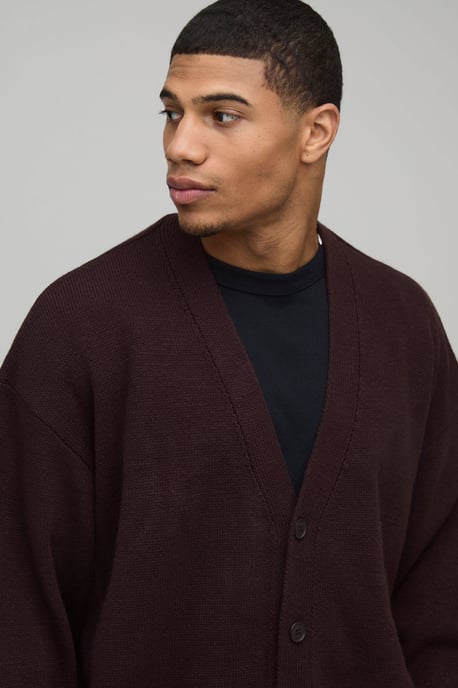 Basic Oversized Boxy Soft Touch Knitted Cardigan - Image 3