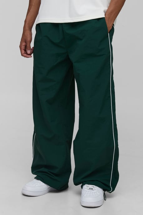 Parachute Fit Nylon Piping Detail Trousers - Image 1