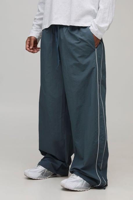 Parachute Fit Nylon Piping Detail Trousers - Image 1