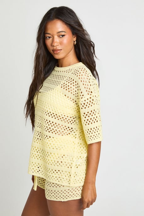 Beach Crochet Oversized Knitted Top and Knicker Short Set - Image 3
