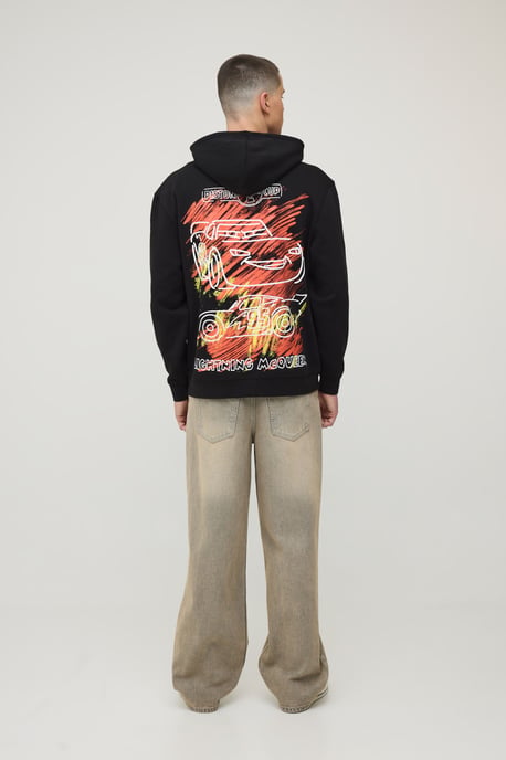 Oversized Disney Cars Sketch License Print Hoodie - Image 3