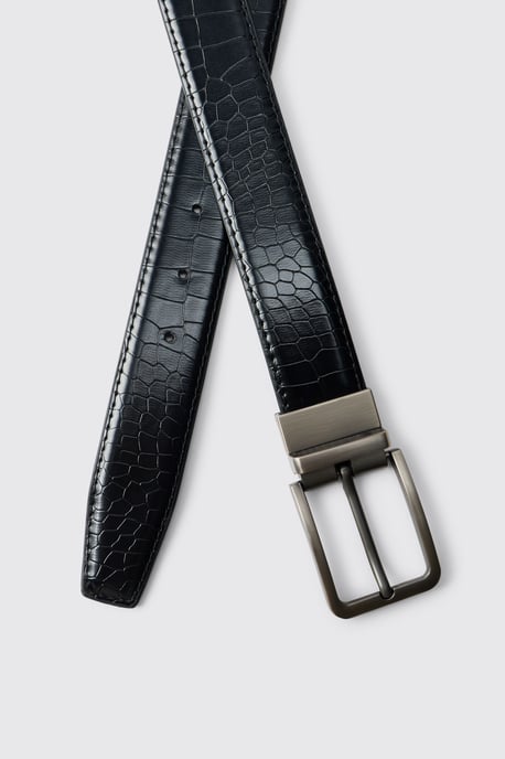 Faux Croc PU Textured Belt - Image 3
