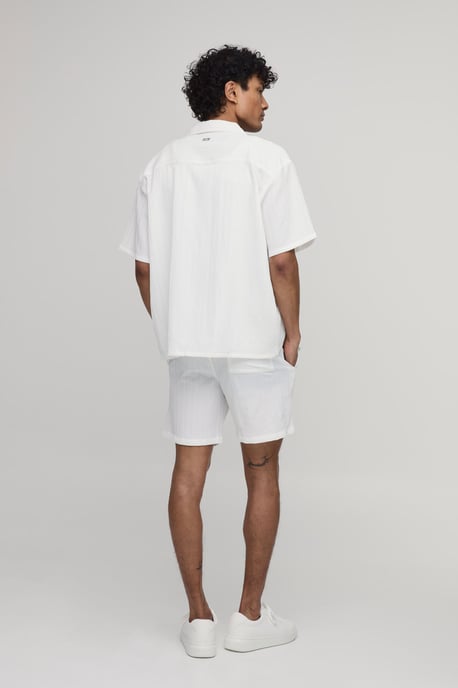 Oversized Short Sleeve Irregular Pleat Shorts Set - Image 3