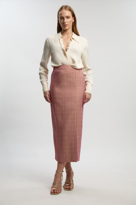 Tailored Check Pencil Midi Skirt - Image 2
