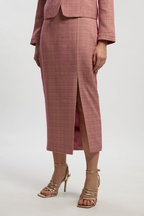 Tailored Check Pencil Midi Skirt - Image 3