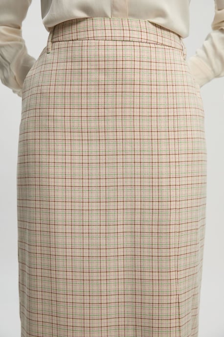 Tailored Check Pencil Midi Skirt - Image 3
