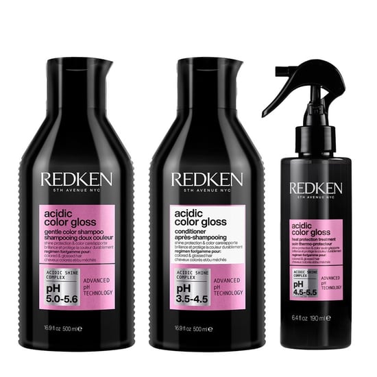 Redken Acidic Color Gloss Shampoo 300ml, Glass Gloss Treatment 237ml, Conditioner 300ml & Leave-in Treatment 190ml - Image 1