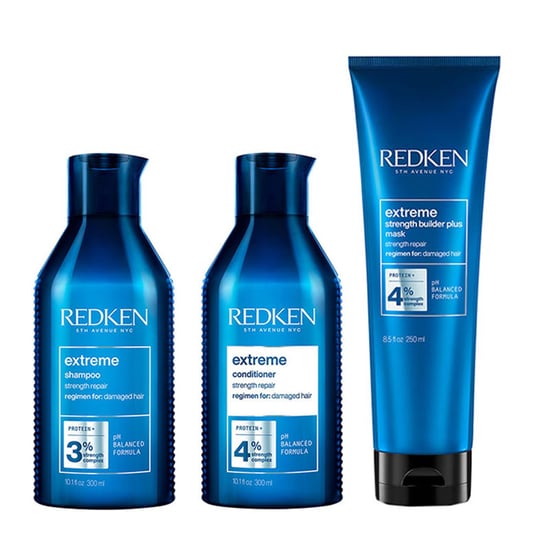 Redken Extreme Shampoo 300ml, Conditioner 300ml & Strength Builder Plus Mask 250ml Pack - Image 1