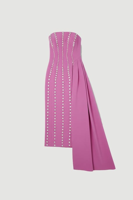 Crystal Embellished Woven Drape Detail Maxi Dress - Image 4