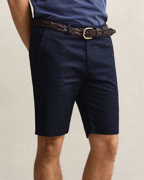 Slim Fit Chino Shorts in Dark Blue - Image 3